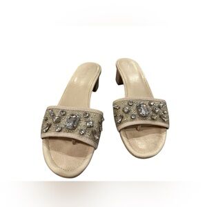 Donald J Pliner Crystal Embellished Slide Sandals Vero Cuoio 9.5M